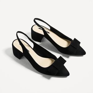 Zara Block heel slingbacks with bow